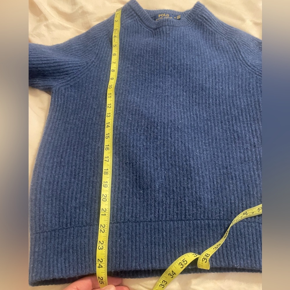 Polo Ralph Lauren Heathered Navy Wool Alpaca Crewneck Sweater men’s M - Picture 6 of 7